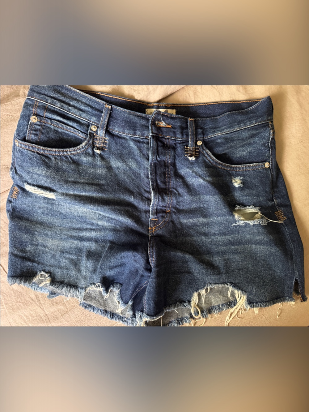 Free People Dark Blue Distressed Denim Cutoff Shorts